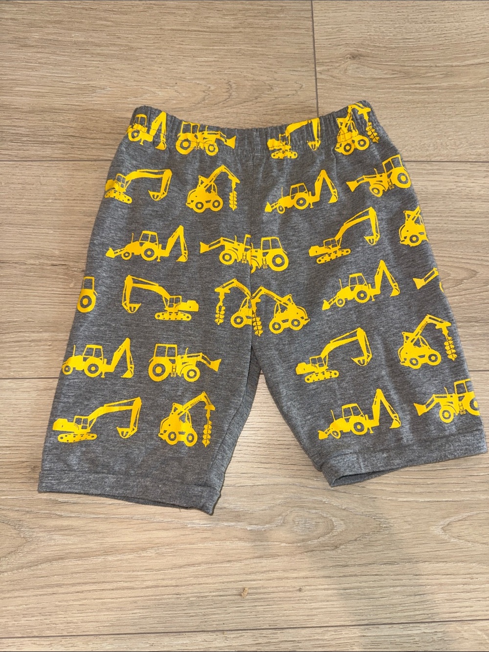 Kids Gray and Yellow Construction Pajama Shorts